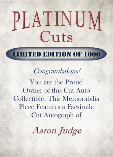Aaron Judge Platinum Cuts Facsimile Autograph Limited To 1000 made New York Yankees
