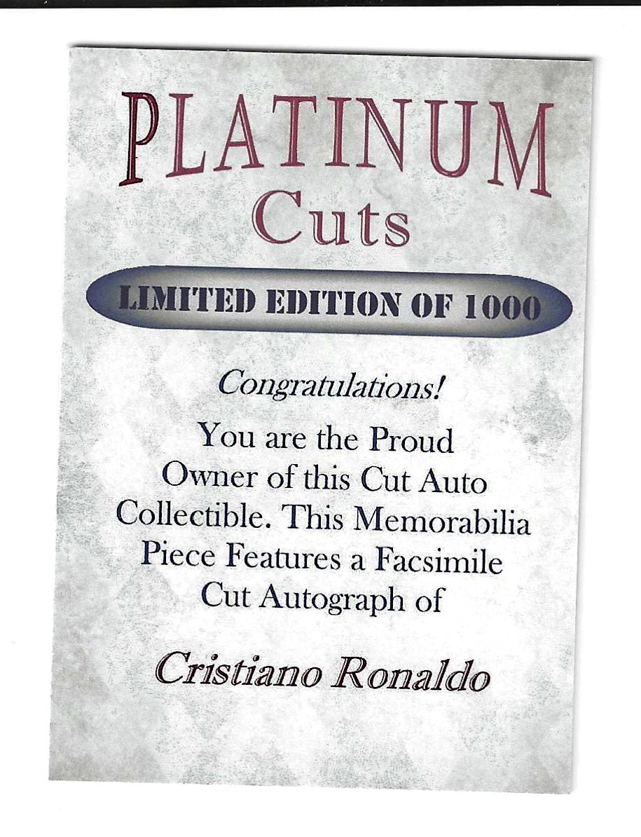 Cristiano Ronaldo Platinum Cuts Card Autograph Facsimile Limited to 1,000