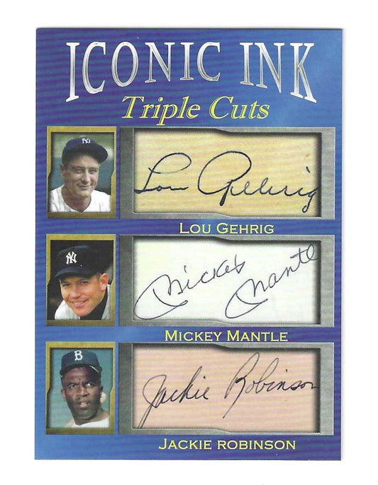 Mickey Mantle Lou Gehrig Jackie Robinson Iconic Ink Facsimile Autograph Limited To 1000 made