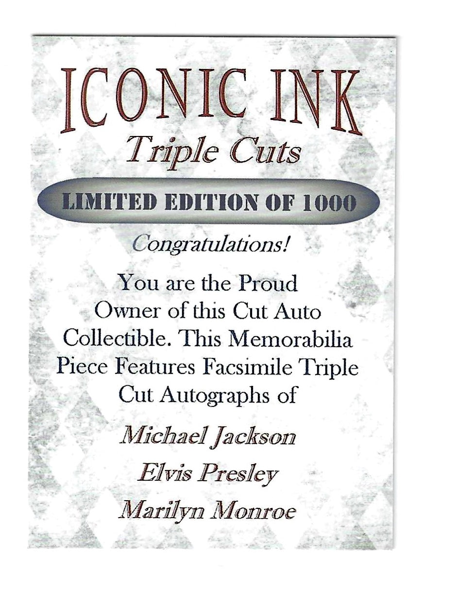 Michael Jackson Elvis Presley Marilyn Monroe Iconic Ink Facsimile Autographs Limited to 1,000