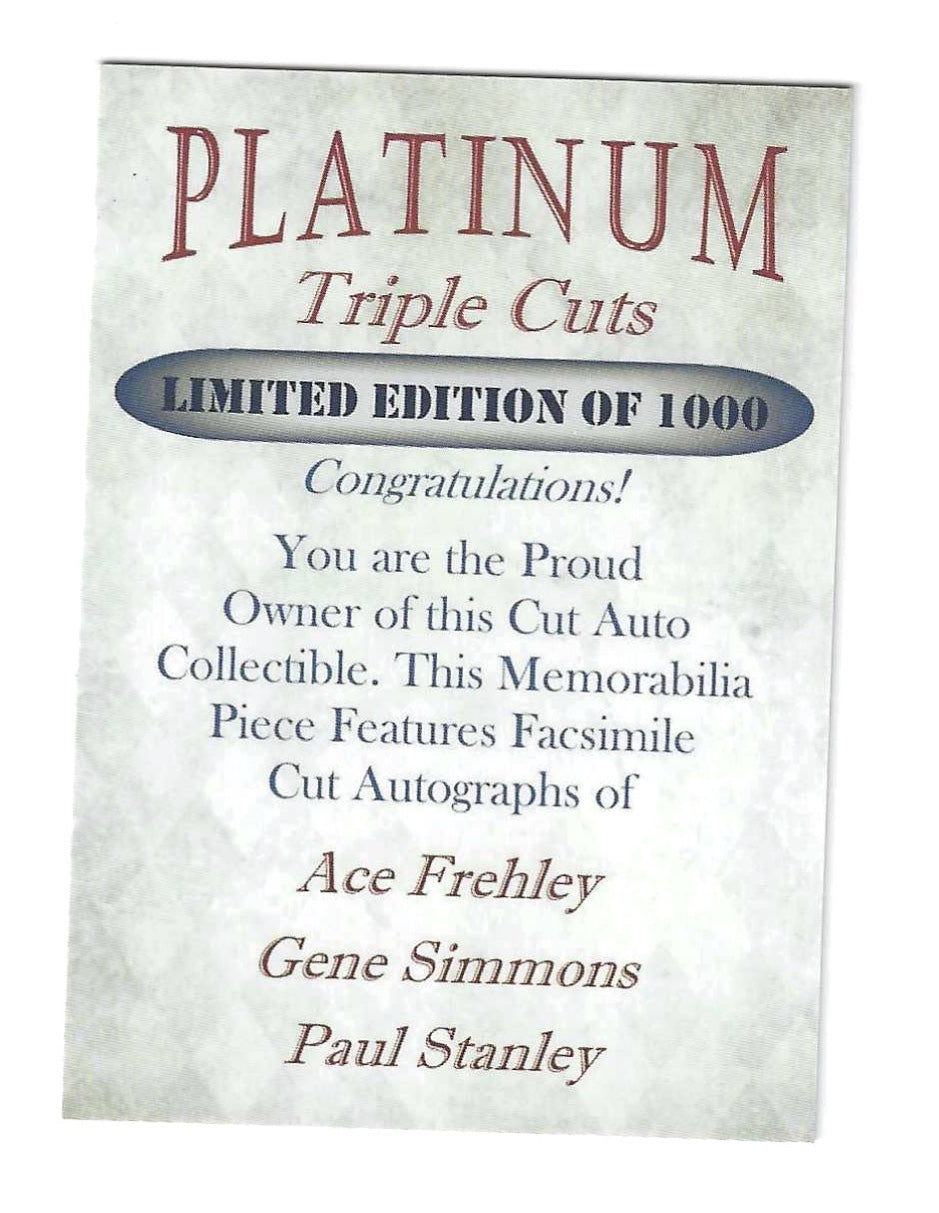 Kiss Ace Frehley Gene Simmons Paul Stanley Platinum Triple Cuts Limited to 1,000