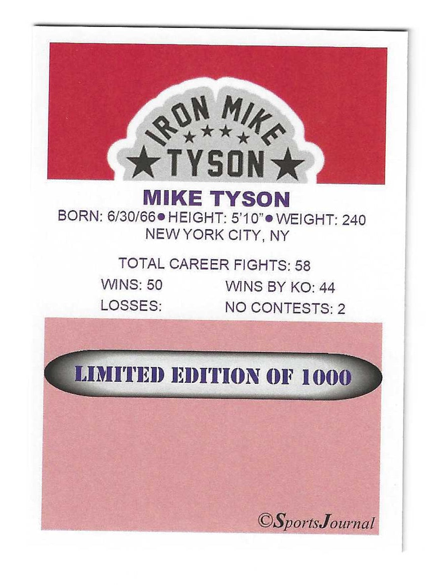 Mike Tyson 2018 Sports Journal 1986 Retro Style Card