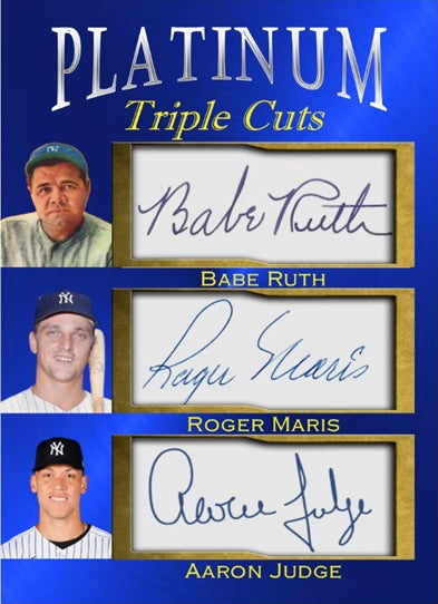 New York Yankees Roger Maris Babe Ruth Aaron Judge Platinum Triple Cuts Facsimile  Autographs Limited To 1000 made