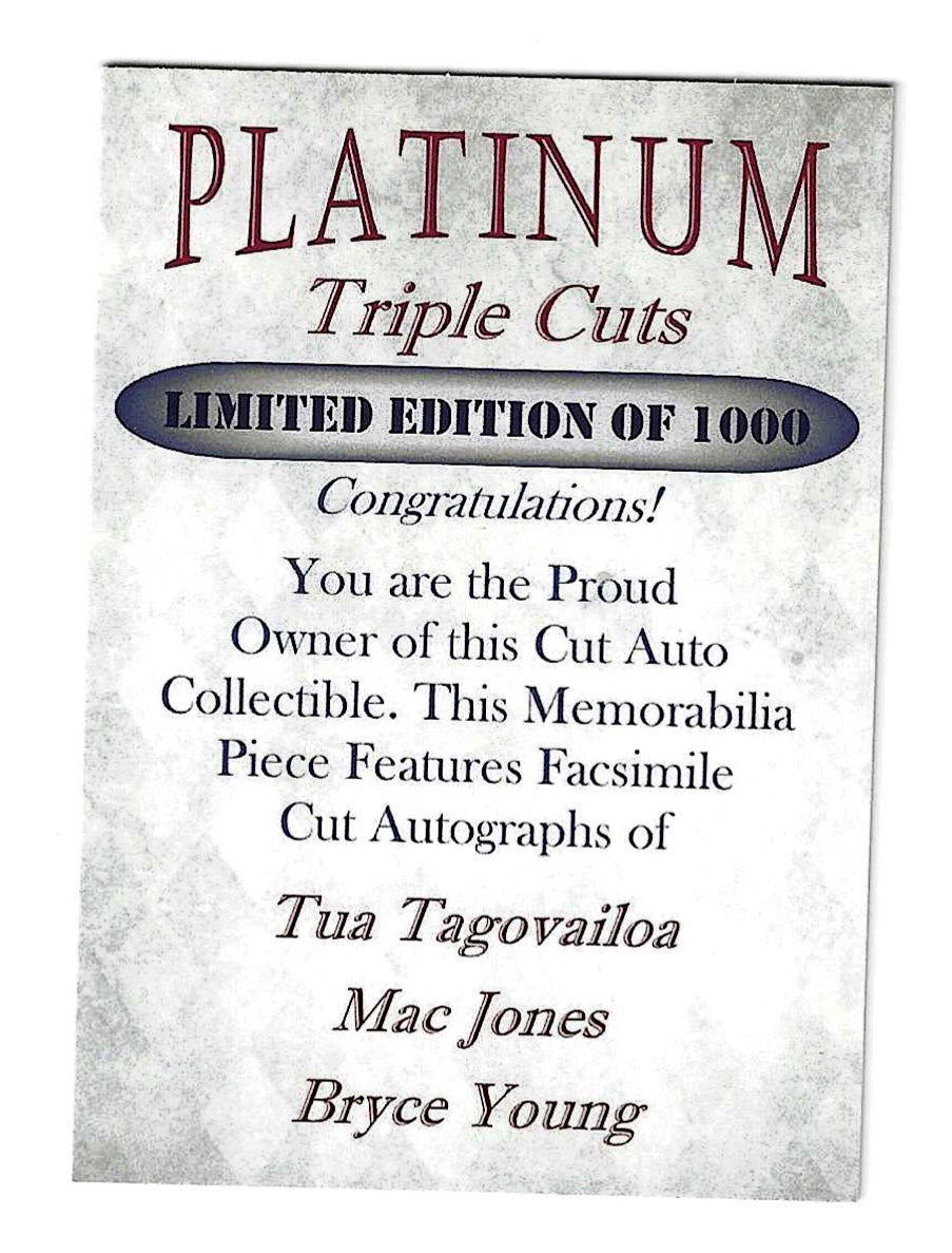 Tua Tagovailoa Mac Jones Bryce Young Platinum Cuts Alabama facs autos 1000 made